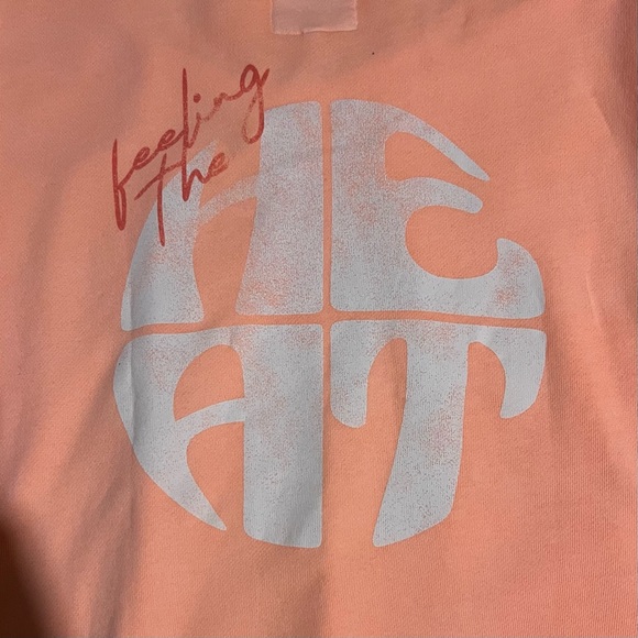 Aerie Oversized Orange Sweatshirt Voop Neck Feeling The Heat Summer Daze medium - Picture 10 of 10